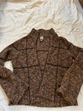 Vintage Knit Multicolor Zip-Front Cardigan Sweater